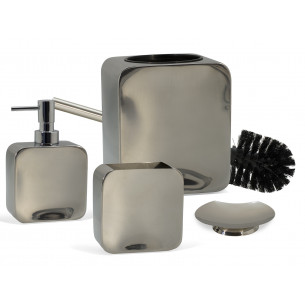 Set accessori bagno kit completo Zero Cromo 8 pezzi in Acciaio Cromato e ABS