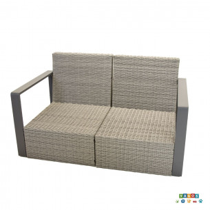 Salotto da giardino in alluminio con cuscini in poliestere grigio in offerta