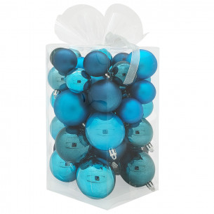 Palline di Natale in plastica azzurro set da 48 pezzi