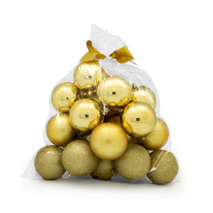 Palline di Natale in plastica oro Ø 8 cm confezione da 24 pezzi