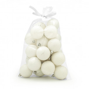 Palline di Natale in plastica bianco Ø 6 cm confezione da 24 pezzi