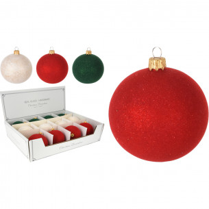 Pallina di Natale sfera in vetro floccata Ø 8 cm assortito H&S Collection