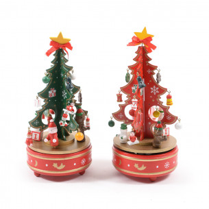 Carillon albero di Natale in legno H 23 cm assortito Mercury