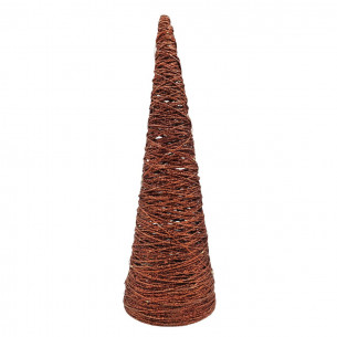 Albero di Natale cono in rafia con luce LED H40 cm glitter brown H&S Collection