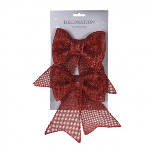 Pendente fiocco natalizio 18x13 cm rosso glitterato 2 pz H&S Collection