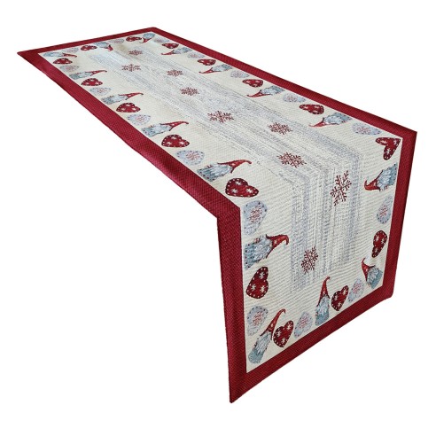 Runner tavolo natalizio rosso con gnomi 40x100 cm - in vendita online