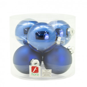 Palline di Natale in vetro blu Ø 8 cm confezione da 6 pezzi Flora