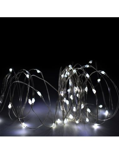 Luci di Natale a batteria cavo metallico 30 nano LED bianco ghiaccio luce  fissa 3 m