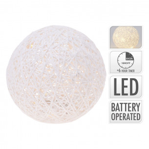 Sfera luminosa in rafia con luce LED Ø 15 cm glitter bianco H&S Collection