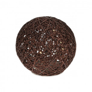 Sfera rafia Ø 15 cm con luce LED glitter brown H&S Collection