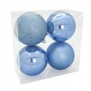 Palline di Natale blu Ø 8 cm confezione da 4 pezzi Domus