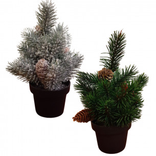 Albero di Natale pinetto con pigne e bacche H22 cm assortito