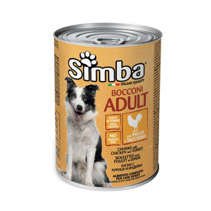 Simba bocconi adult con pollo e tacchino alimento umido cane 415g