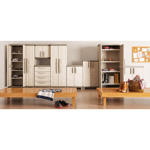 Keter Excellence XL basso armadio in resina beige/sabbia ambientata