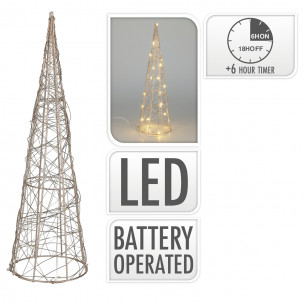 Albero di Natale Cono dorato con luce LED H40 cm H&S Collection