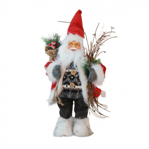 Decorazione natalizia Babbo Natale pigne e bacche H 44 cm