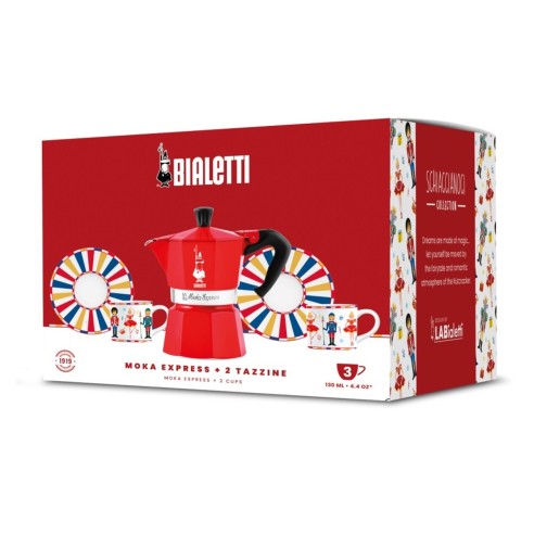 Caffettiera con 2 tazze e 2 piattini Bialetti