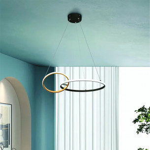 Lampadario a sospensione kara LED integrato, metallo nero/oro Novecento