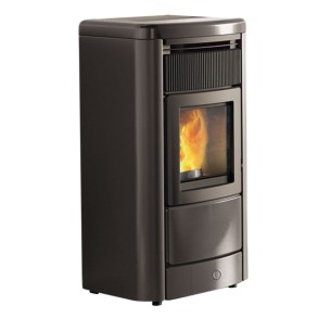 Stufa a pellet ceramica grigio scuro Idro Monday190 H 19,2 kW EK 63