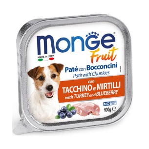 Monge fruit patè e bocconcini con tacchino e mirtilli 100g