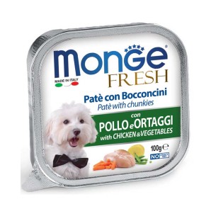 Monge Fresh patè e bocconcini con pollo e verdure 100g