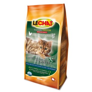 LeChat Indoor croccantini per gatti con pollo fresco e riso 1,5kg