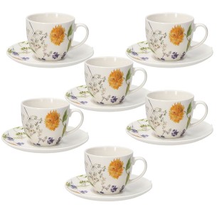 Tazze da the con piattino Audrey New Bone China 6pz Tognana