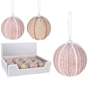 Pallina di Natale sfera glitter Ø 8 cm assortito H&S ABJ444010