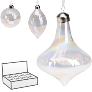 Pallina di Natale sfera in vetro iridescente assortito H&S ABR822060