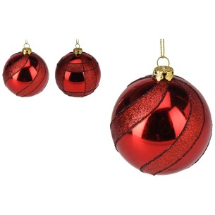 Pallina di Natale sfera rosso glitterato Ø8 cm assortito H&S CAA813600