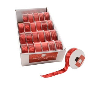 Nastro regalo in tessuto rosso 2,5 cm x 2,7 m assortito Mercury 32809